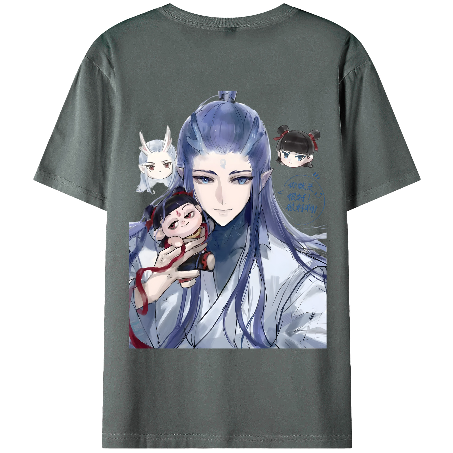 （画像用） Ne Zha 2 ナタ 魔童の大暴れ 綿100％ メンズ半袖Tシャツ（バックプリント） 通気性
